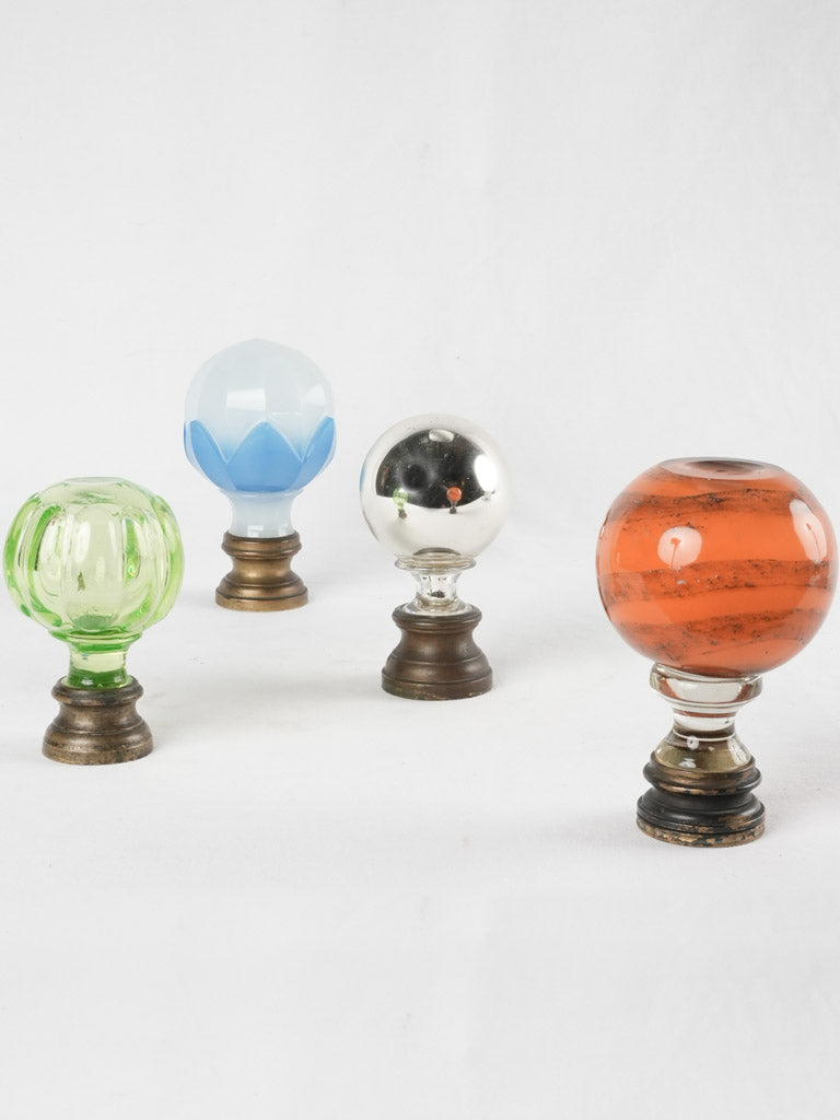4 French glass balustrade balls or newel caps - 19th century
