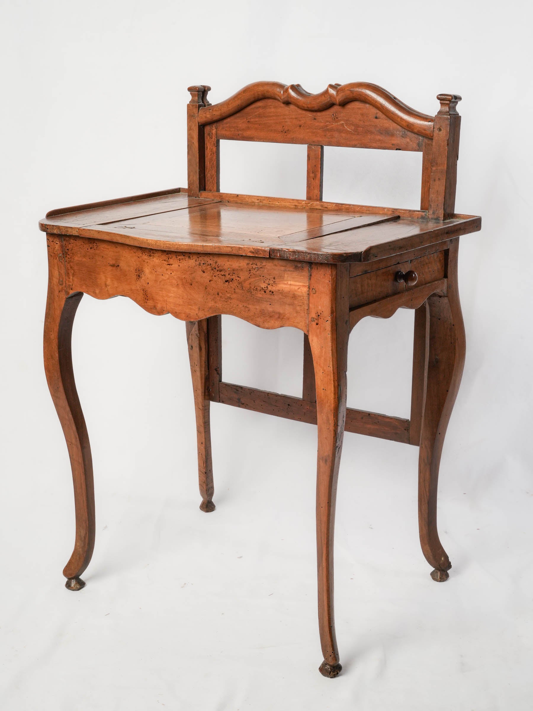 French Louis XV Walnut Table Liseuse w/ Adjustable Fire Screen - 27½"