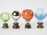 4 French glass balustrade balls or newel caps - 19th century