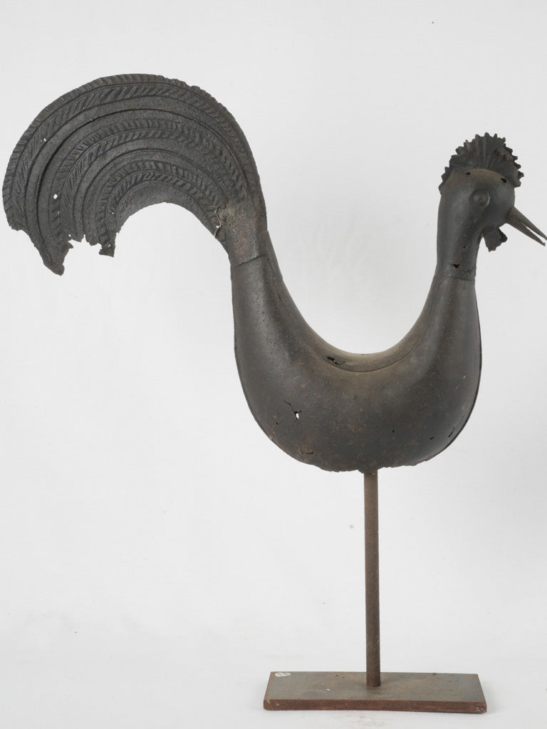 Vintage salvaged metal rooster weathervane 