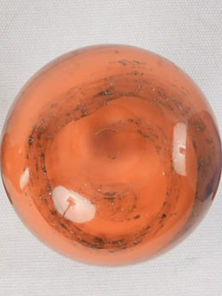 19th Century French Newel Cap in Tangerine Blown Glass