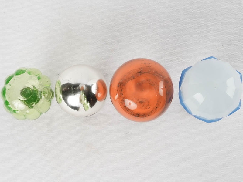 4 French glass balustrade balls or newel caps - 19th century