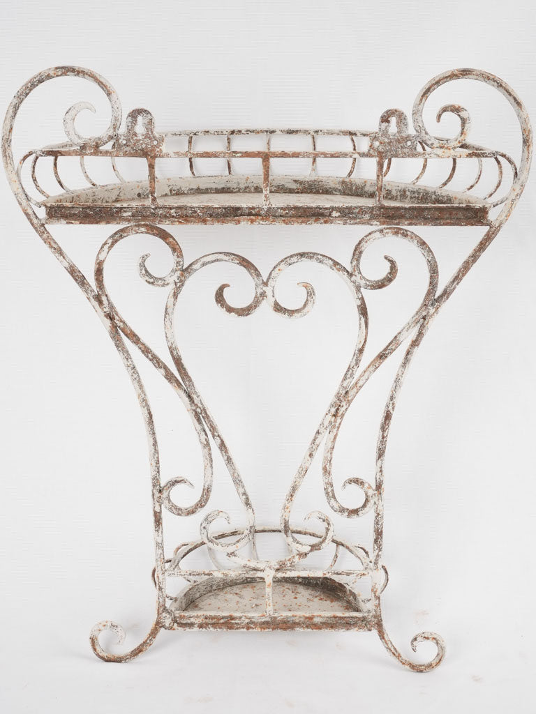 Wrought iron wall shelf w/ white patina 26¾"