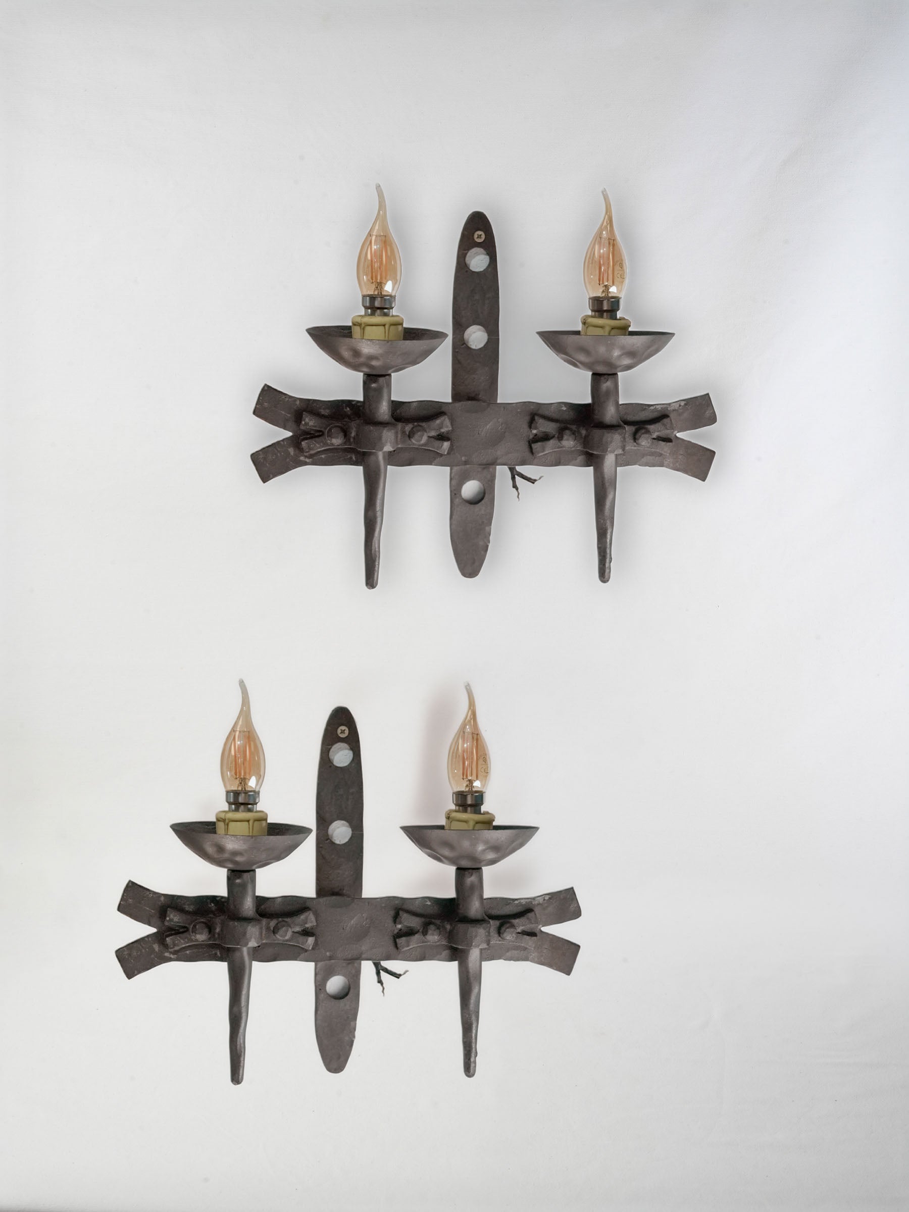 Vintage French wrought iron sconces