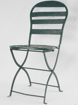 Set of seven antique French folding garden chairs - green