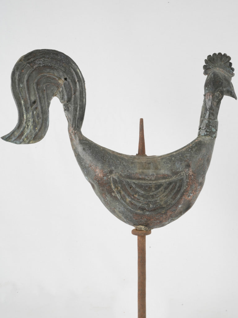 Aged French weathervane rooster in copper
