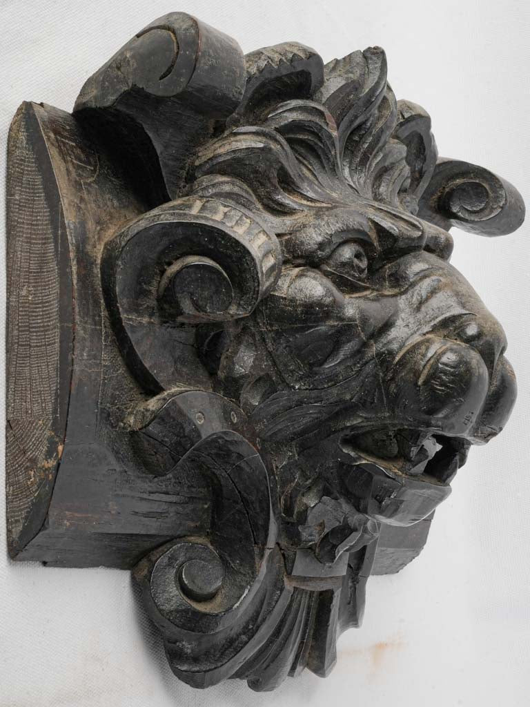 Artistic carved lion bust