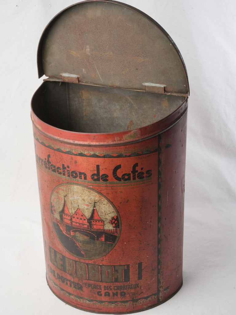 Vintage painted tin shop container