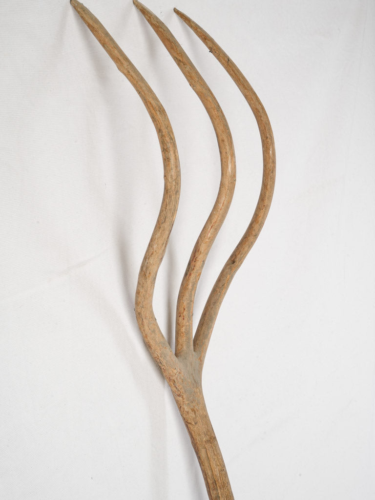 Sculptural three-tine pitchfork tool
