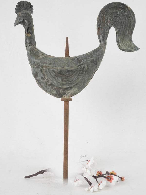 Rustic salvaged copper weathervane rooster