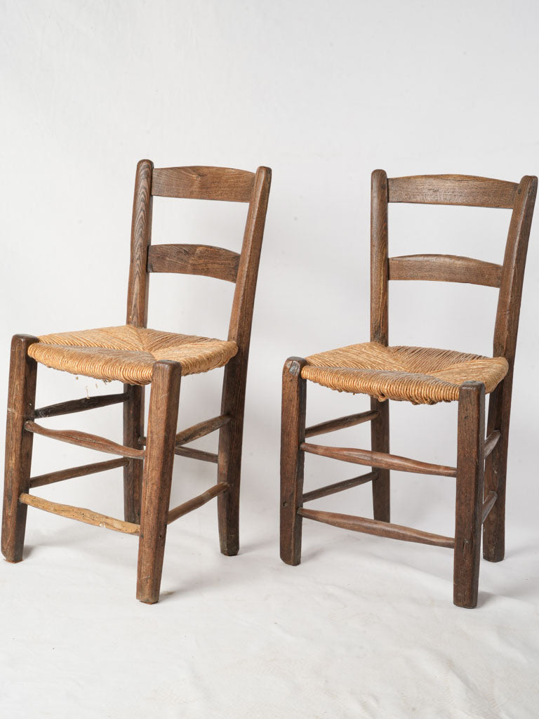 Antique rustic wooden dining chairs  