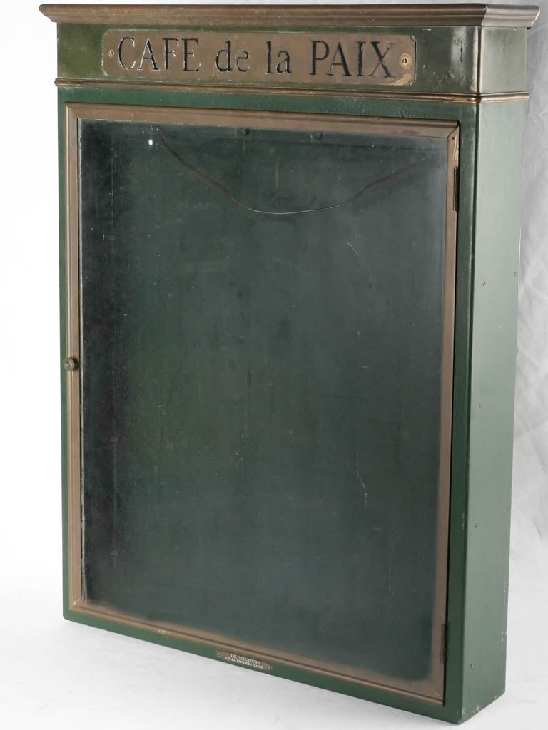 Antique timeworn menu vitrine display