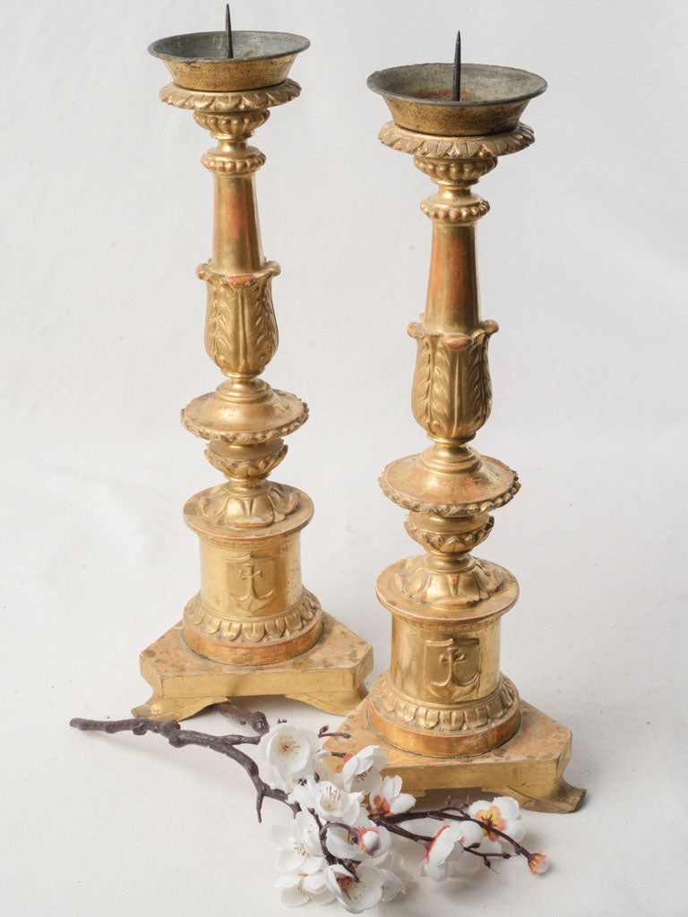 Antique French giltwood candlesticks  