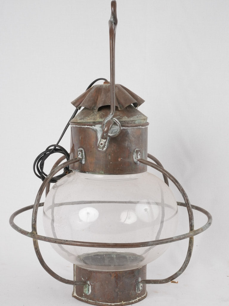 Rustic patina copper seafaring lantern