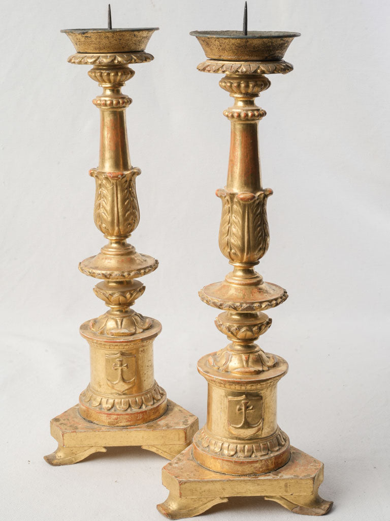 Elegant ecclesiastical pricket candlesticks  