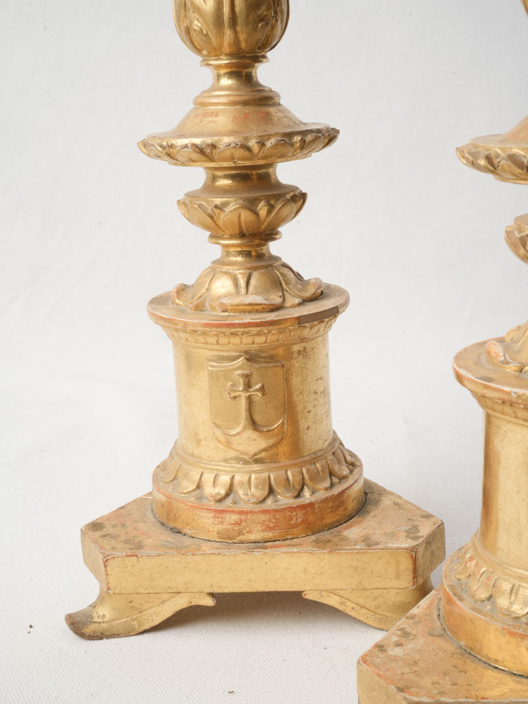 Devotional Christian emblem candlesticks  