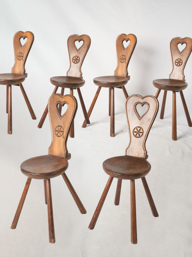 Rustic artisanal wooden chairs