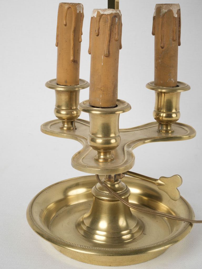 Ornate bronze three-light desk lamp