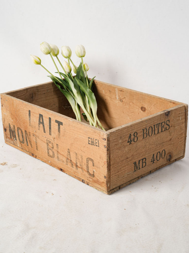 Antique rustic wooden milk crate