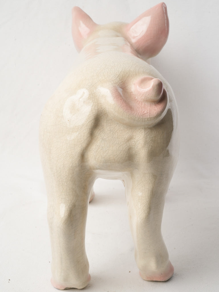 Whimsical Glazed Ceramic Piglet circa 1950 - 14¼" x 22"