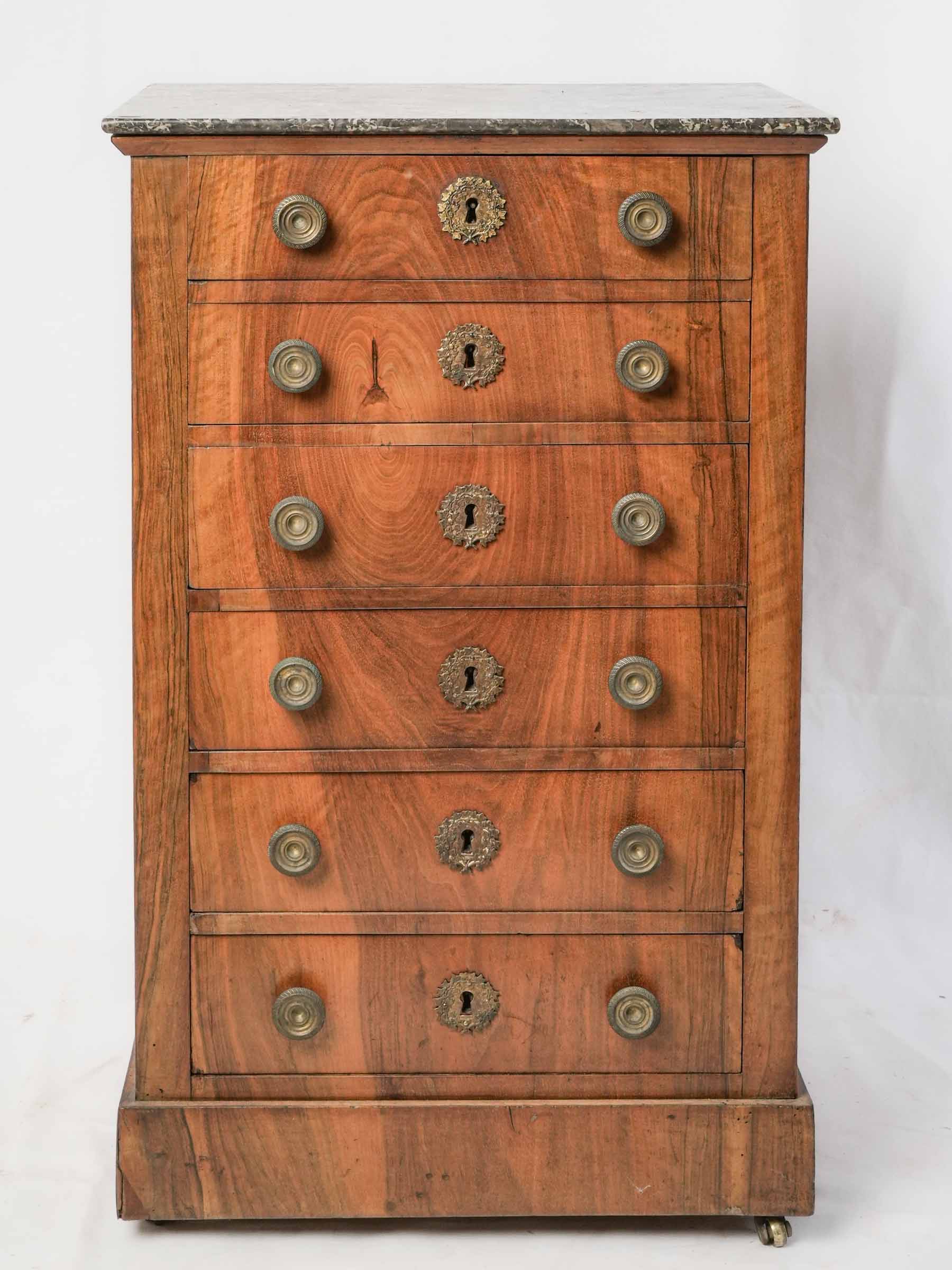 Petite French Pedestal Cabinet w/ Concealed Writing Surface, Early 19th Century - 31" x 20" x 15¼"