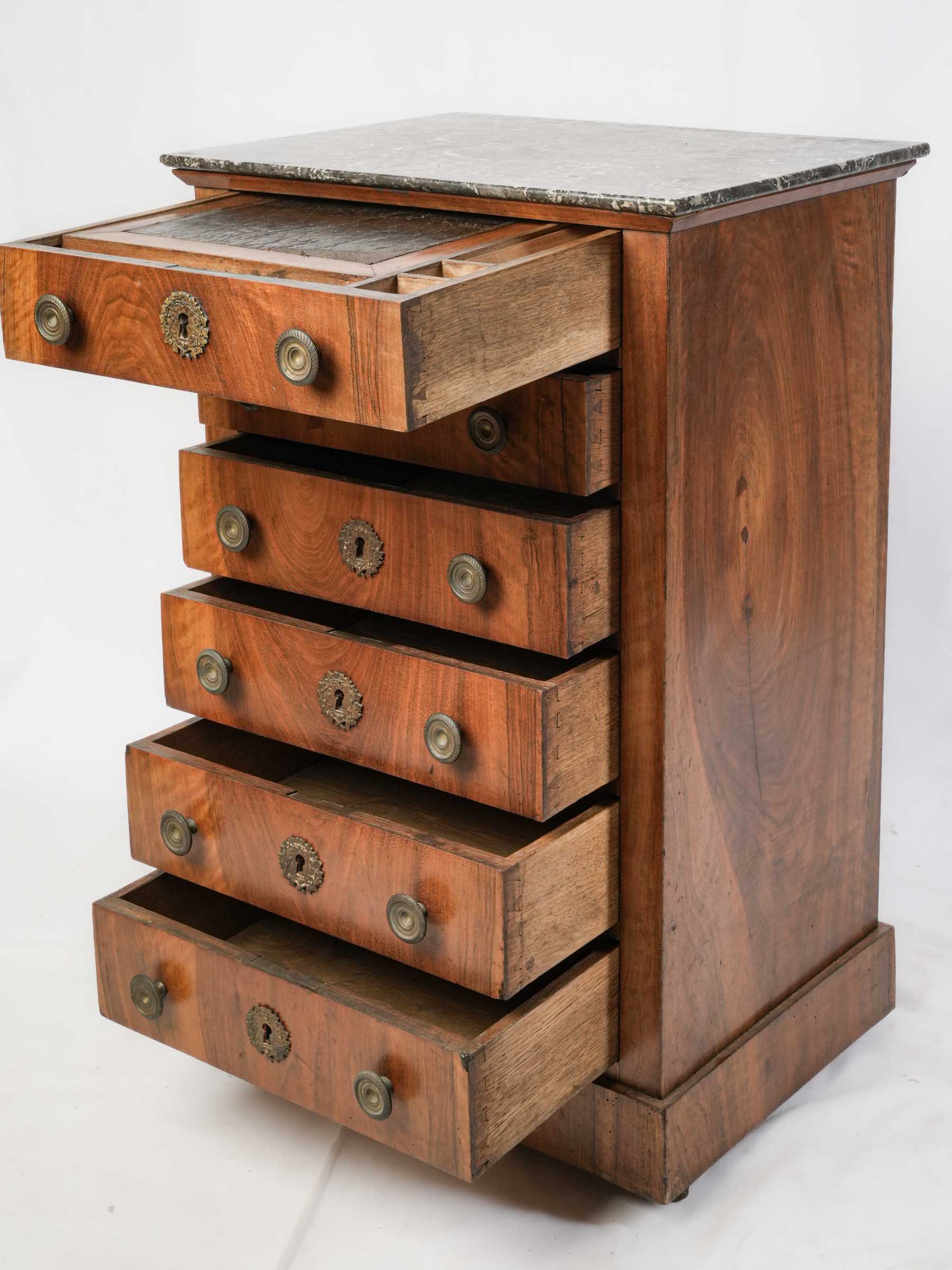 Petite French Pedestal Cabinet w/ Concealed Writing Surface, Early 19th Century - 31" x 20" x 15¼"