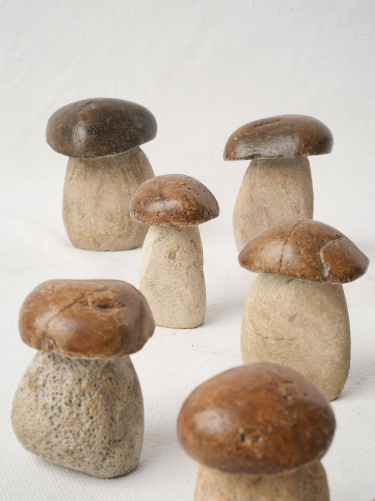 Timeworn patina pebble mushrooms  