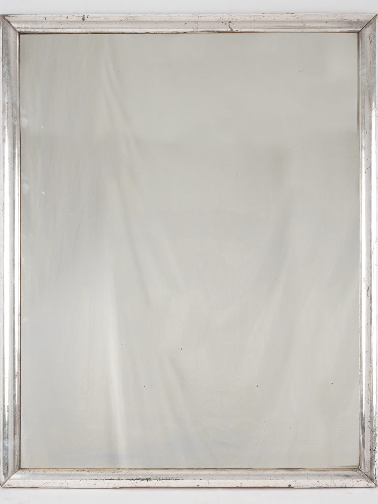 Large French 19th century silver leaf bistro mirror 39" x  31"