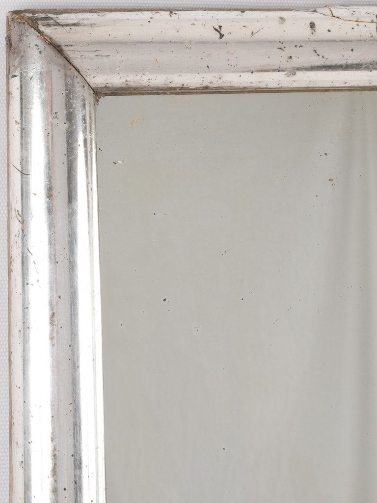 Large French 19th century silver leaf bistro mirror 39" x  31"