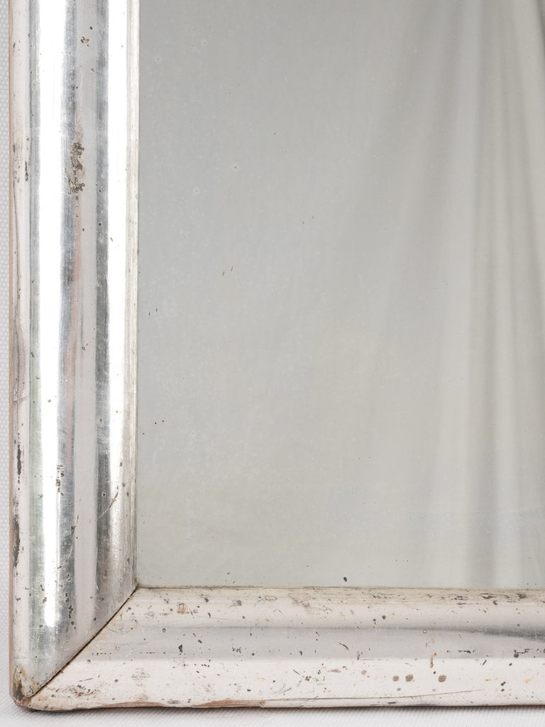 Large French 19th century silver leaf bistro mirror 39" x  31"