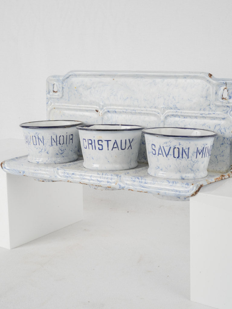Retro white marble cleaning container