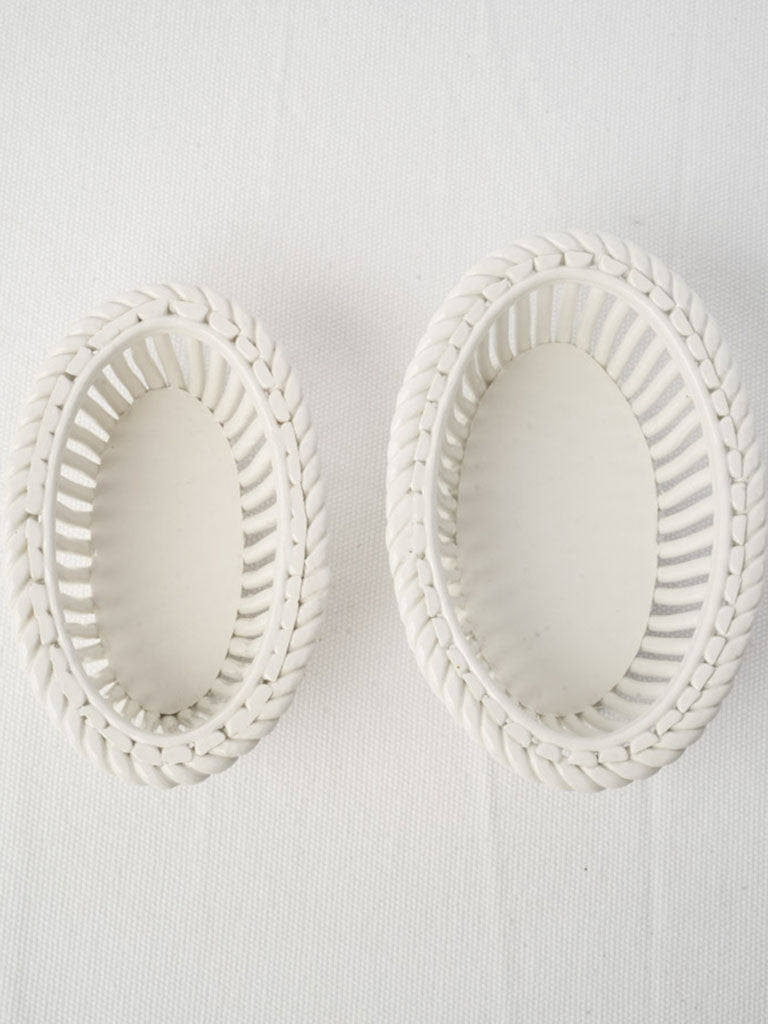 White glazed decorative baskets
