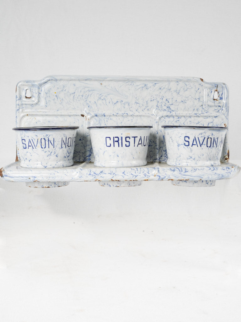 Vintage blue enamel wall holder