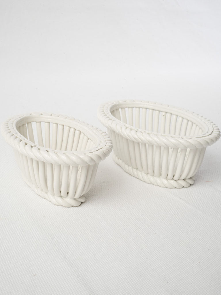 Mid-century Bassano earthenware baskets