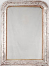 Silver Louis Philippe mirror w/ pearling and touches of red 32¼" x 24"