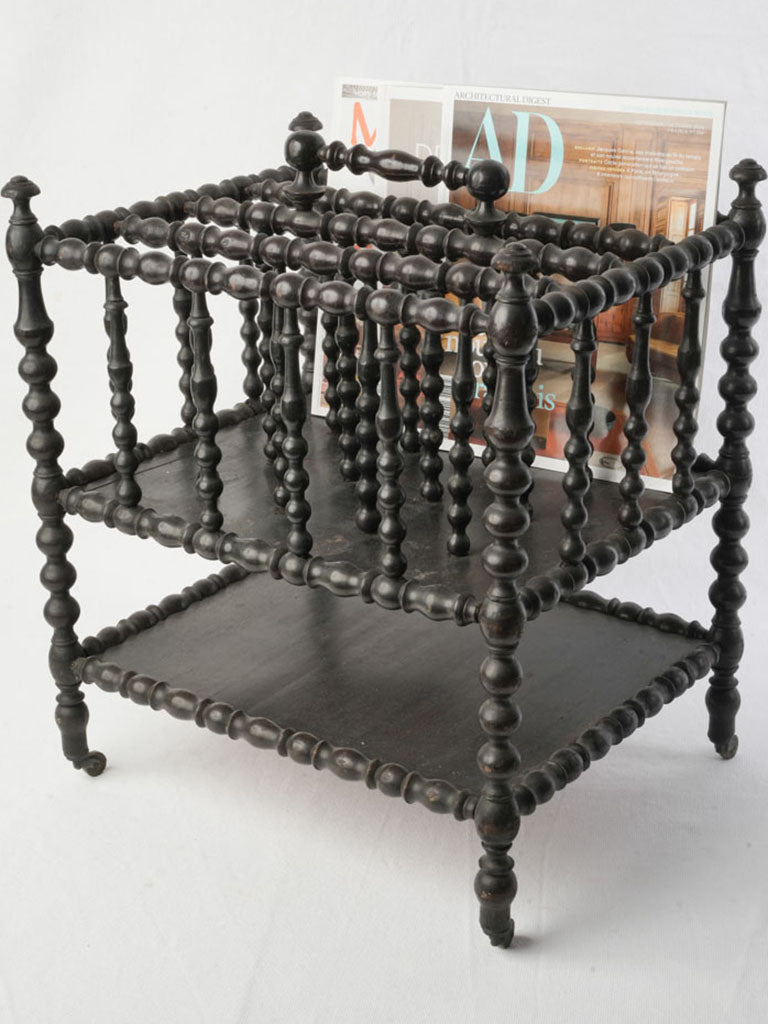 Antique ebonised wood magazine stand