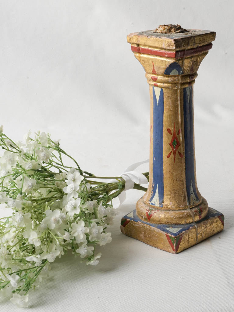 Elegant gilded column candlestick  