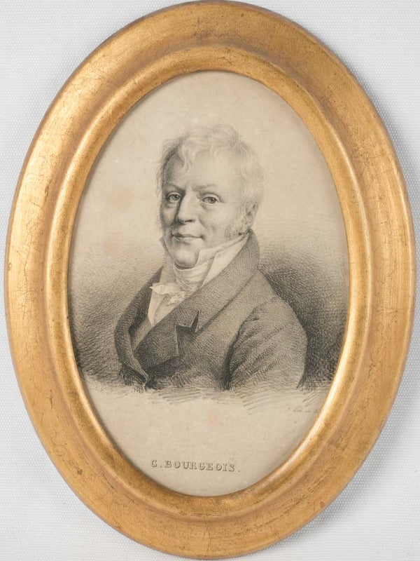 Antique gilded French engraved portrait