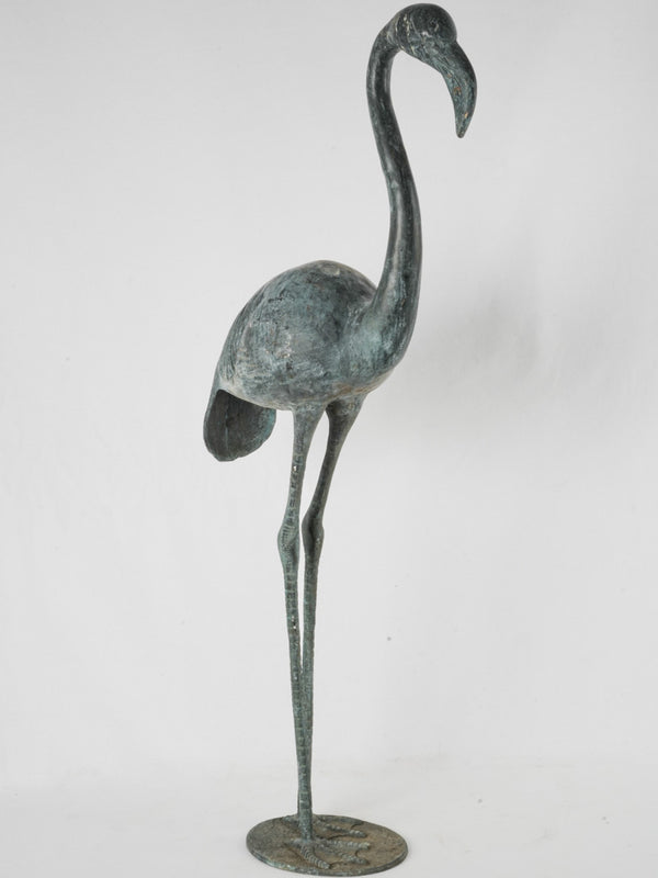 Vintage bronze flamingo sculpture artwork