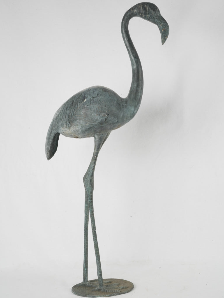 Mid-century bronze elegant flamingo statue