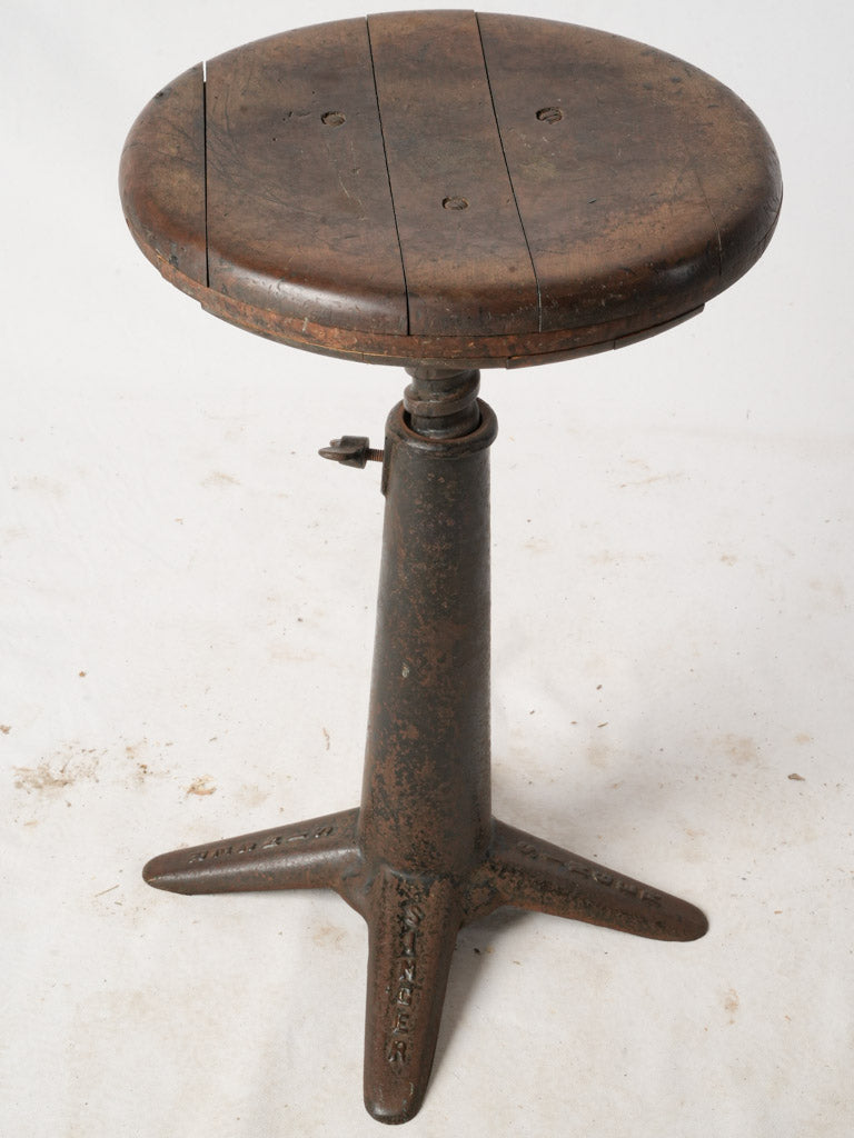 Antique adjustable Singer workshop stool  