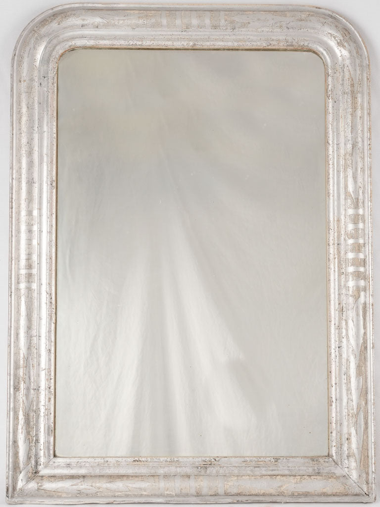 Silver Louis Philippe mirror w/lines and foliage 33½" x  24½"