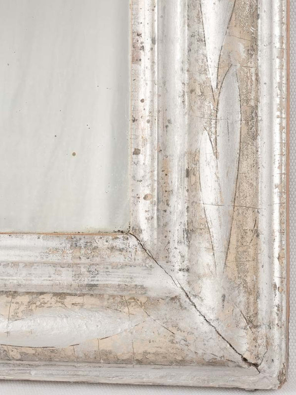 Silver Louis Philippe mirror w/lines and foliage 33½" x  24½"
