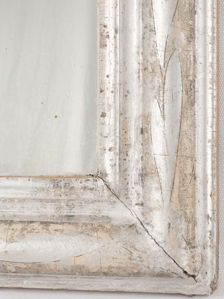 Silver Louis Philippe mirror w/lines and foliage 33½" x  24½"