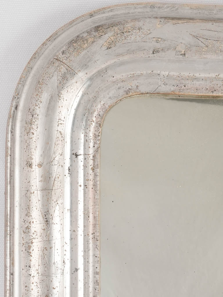 Silver Louis Philippe mirror w/lines and foliage 33½" x  24½"