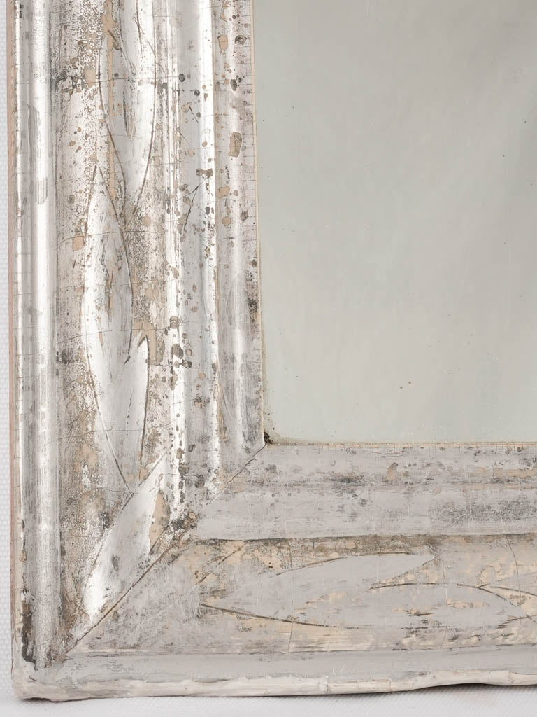 Silver Louis Philippe mirror w/lines and foliage 33½" x  24½"