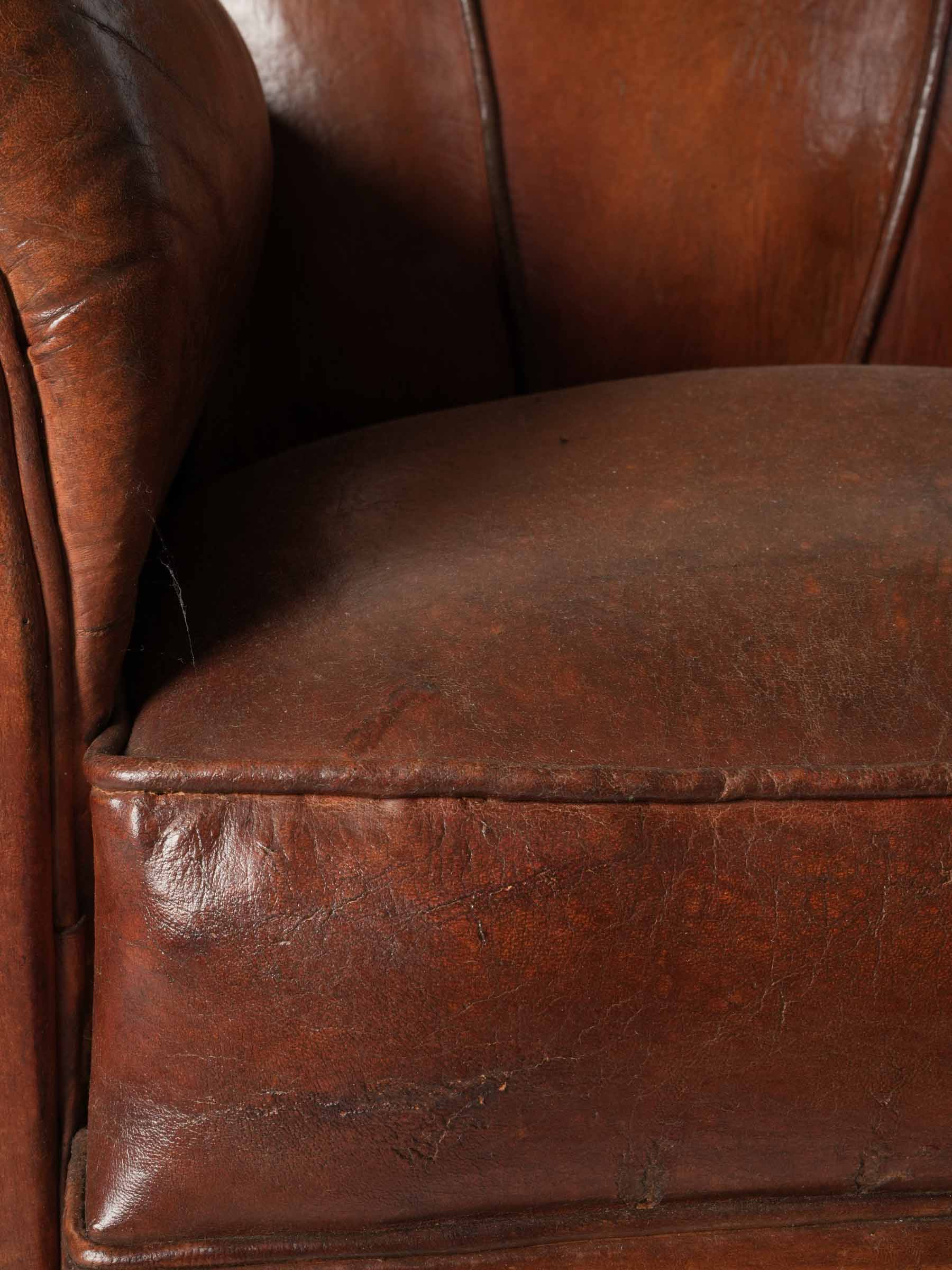 Warm-toned vintage leather chair