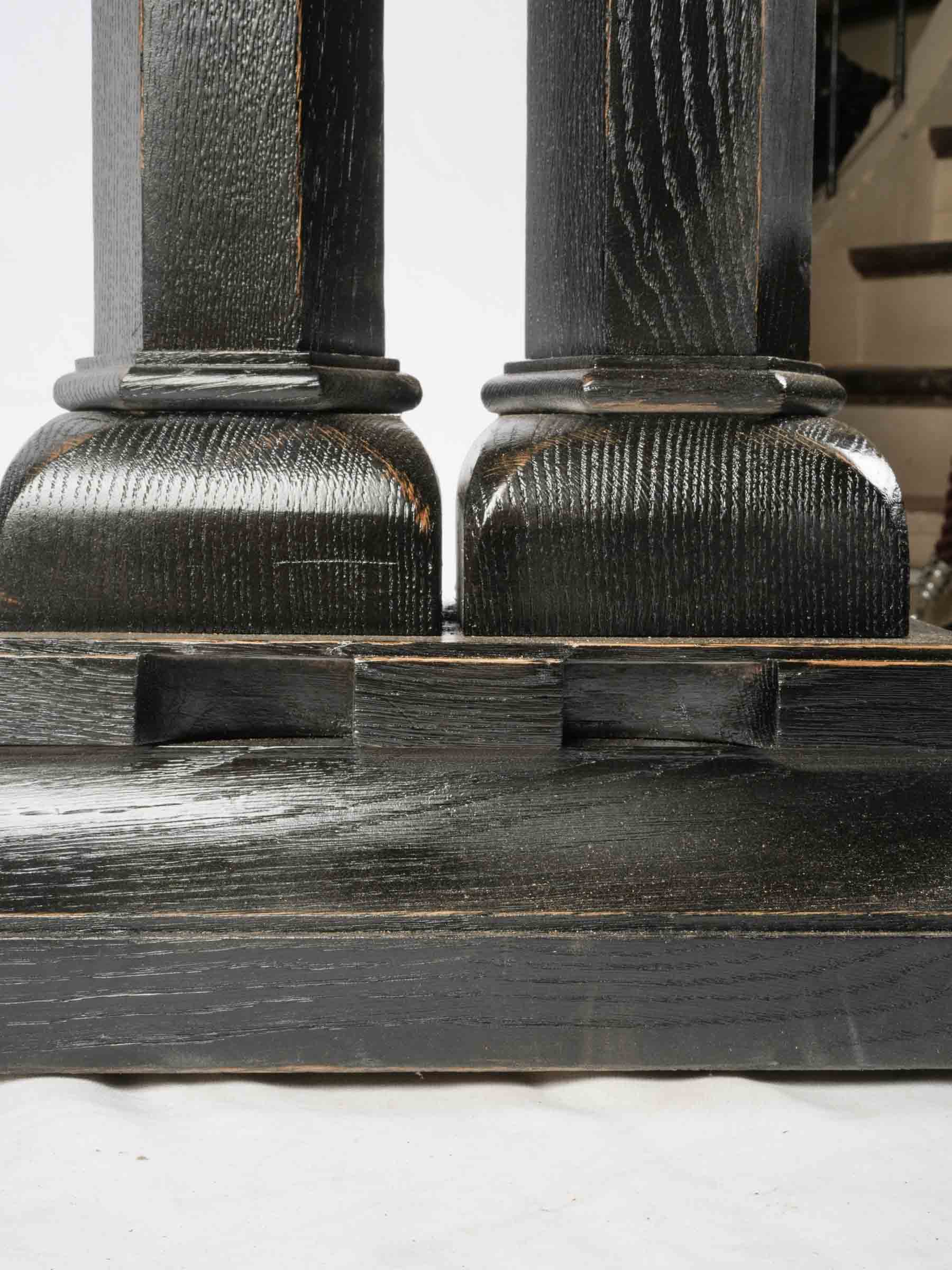 Pair of Elegant French Art Deco Ebonized Oak Pedestals, 1930s - 35½"