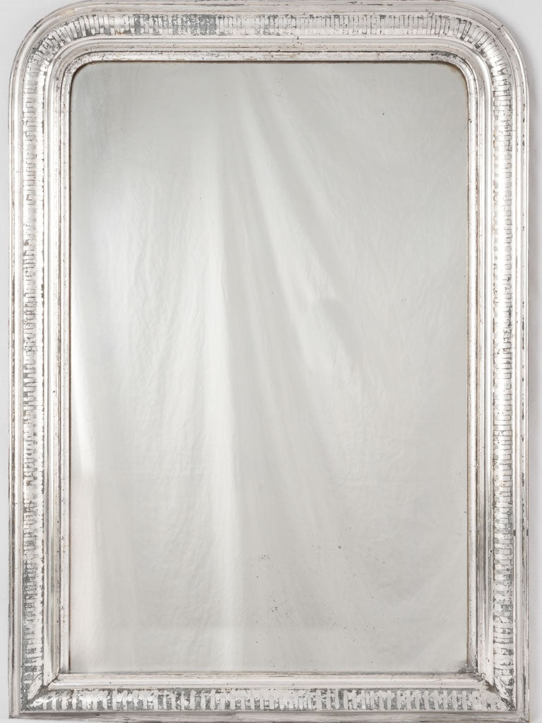 Large silver Louis Philippe mirror w/ continuous stripes around frame edge 37½" x  26"
