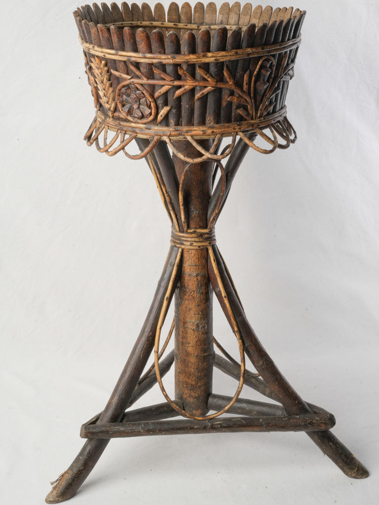 19th-Century French Folk-Art Hazelwood Plant Stand - 30¼"